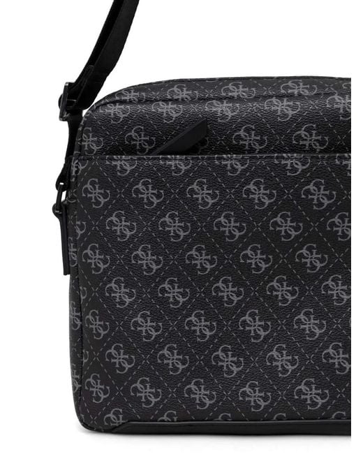 Guess Black Torino Patterned Messenger Bag for men