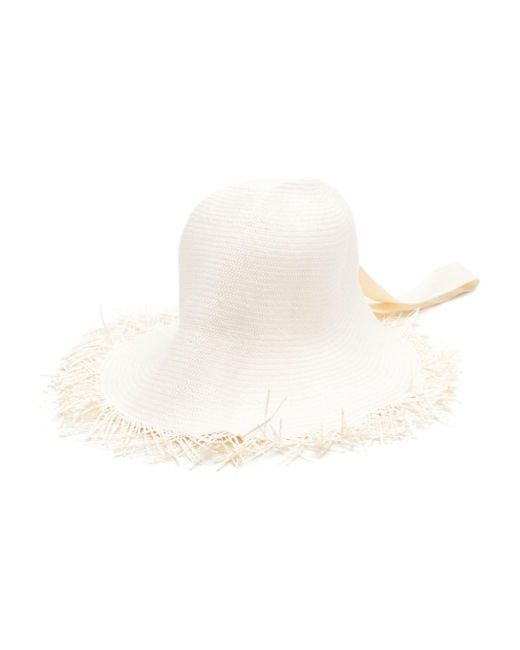 Jil Sander White Fringe-trimmed Paper Hat