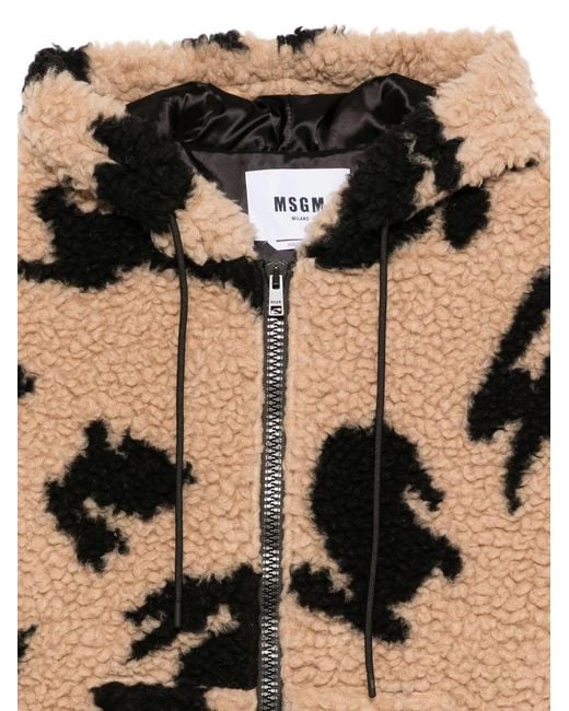 MSGM Black Rabbit-Print Hooded Jacket for men