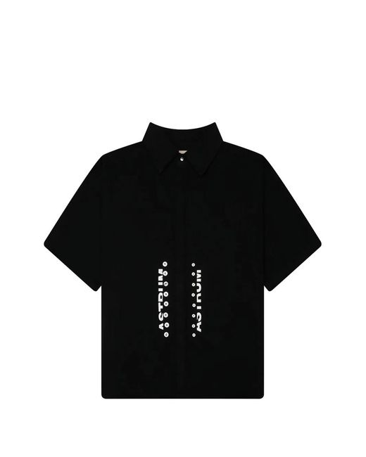 Astrum Black Rivet Logo-Print Shirt for men