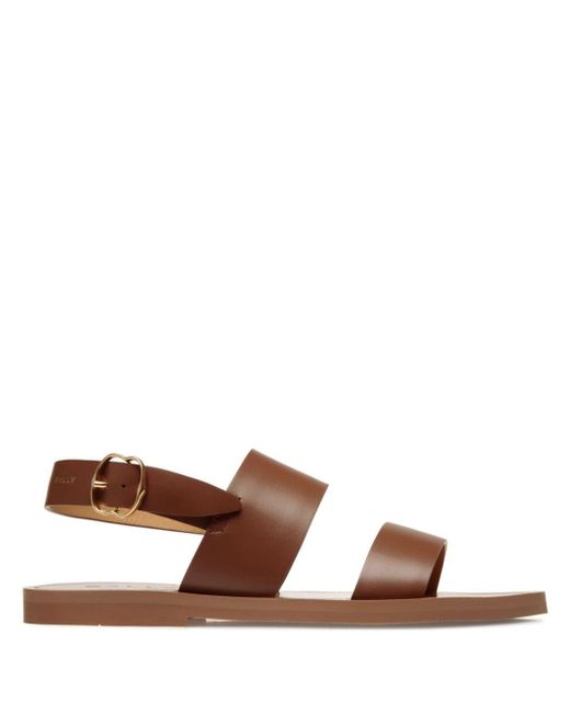 Bally Brown Logo-stamp Leather Sandals