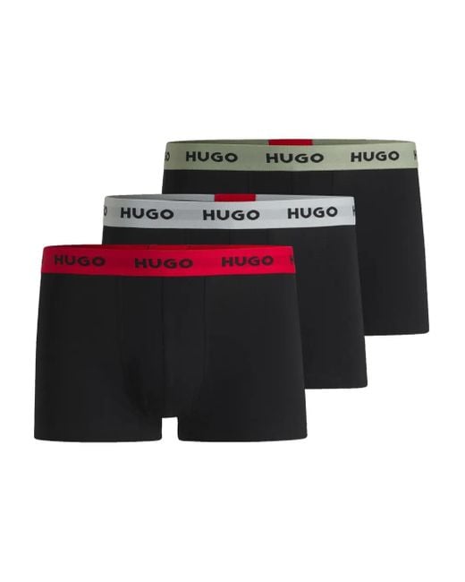 HUGO Black Logo-Waistband Briefs (Pack Of Three) for men