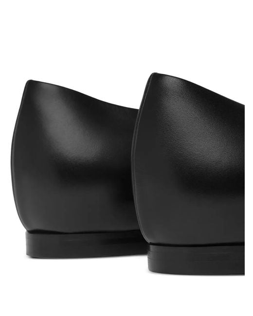 Versace Black Gianni Ribbon Leather Ballerinas