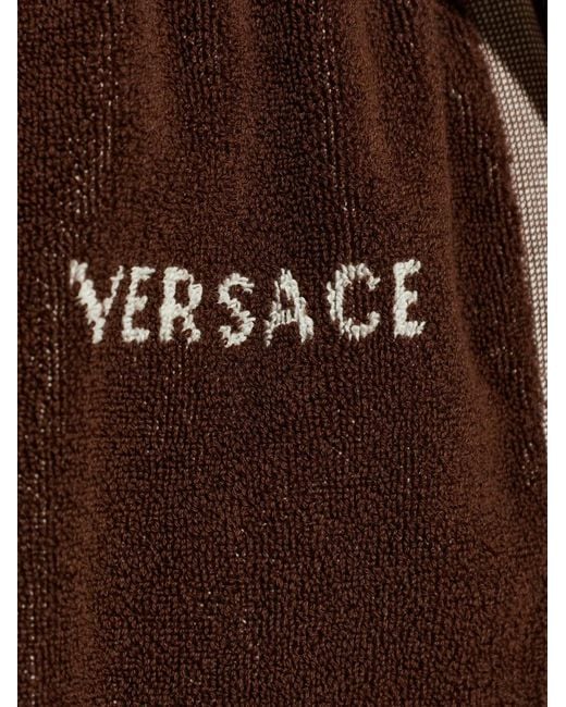 Versace Brown Pantalon En Coton À Bande Latérale