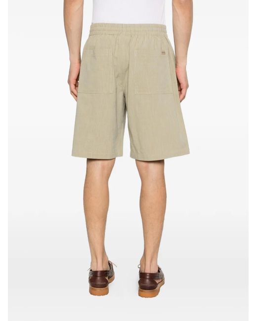Drole de Monsieur White Drawstring Patch-Pocket Shorts for men