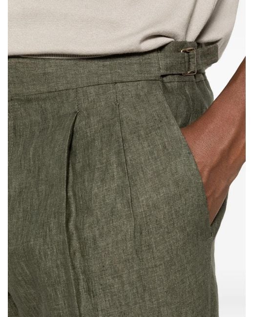 Briglia 1949 Green Pleated Side-Adjuster Trousers for men