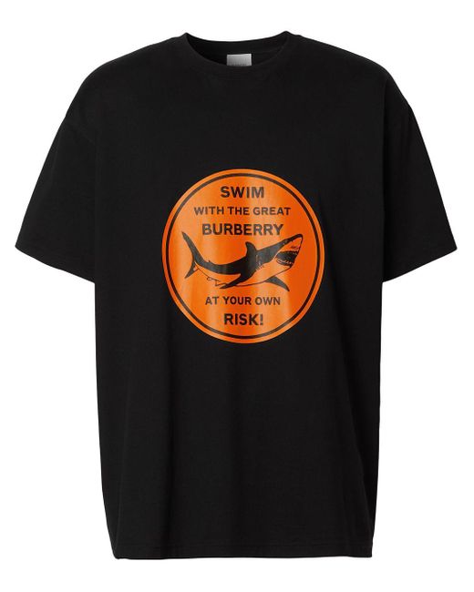 T-shirt à imprimé requin Coton Burberry pour homme en coloris Noir | Lyst