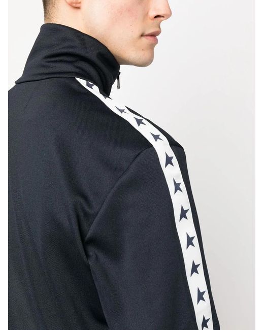Golden Goose Deluxe Brand Blue Dark Sweatshirt With Strip And Contrasting Stars for men