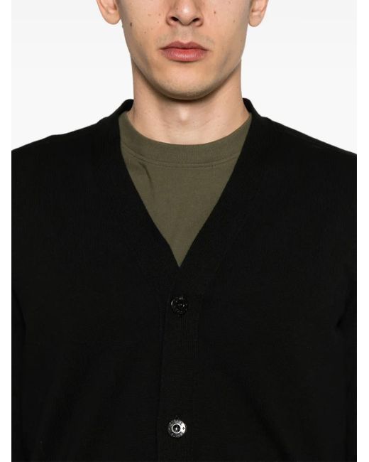 メンズ Stone Island コンパスバッジ カーディガン Black