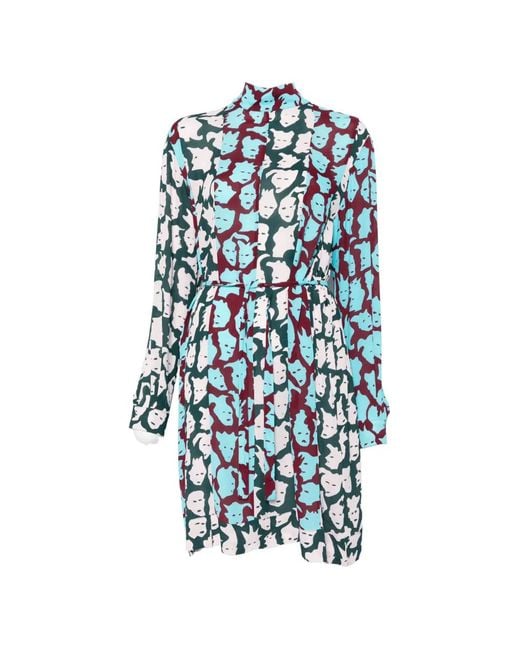 Missoni White Faces-Print Belted Dress