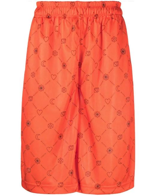 Marni Orange Short À Logo Imprimé for men