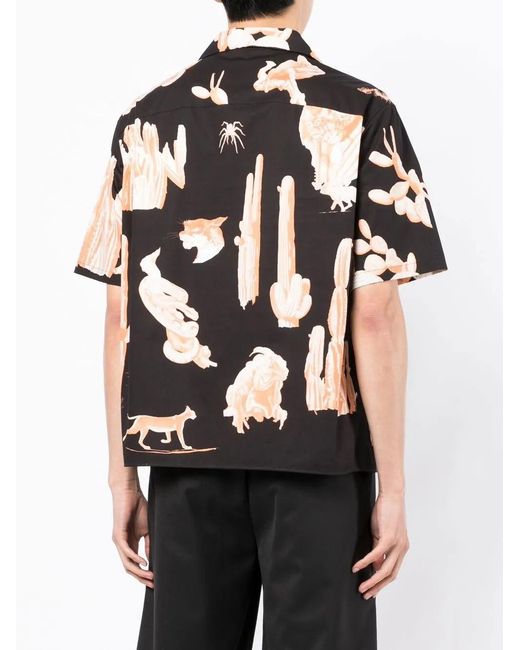 Neil Barrett Black Graphic-Print Short-Sleeve Shirt for men