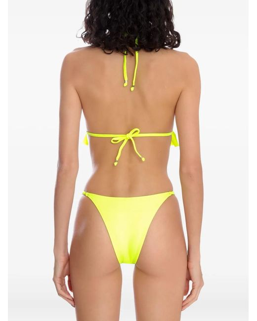 Amir Slama Yellow Ruffled Triangle Bikini