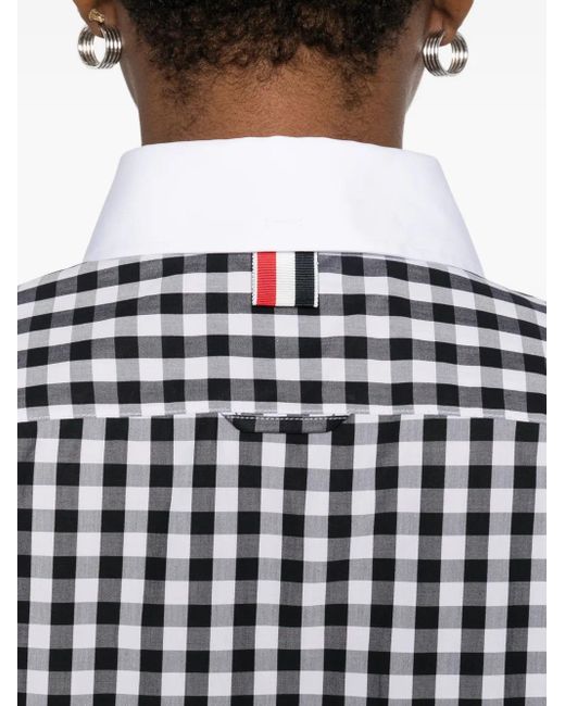 Thom Browne White Gingham Peter-Pan Collar Shirt