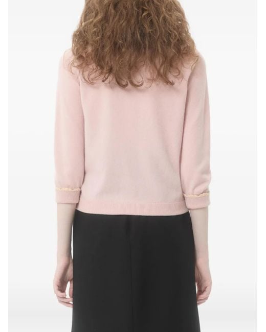 Valentino Garavani レーストリム シアーカラーカーディガン Pink