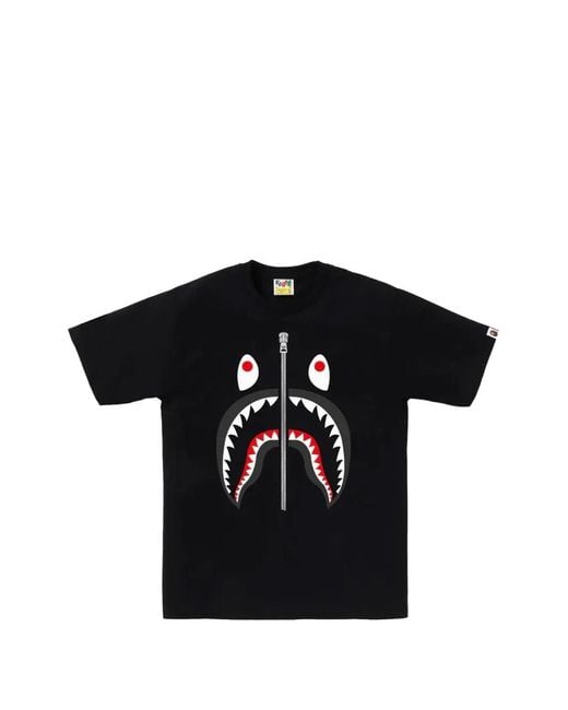 A Bathing Ape Black Shark Print T-Shirt for men