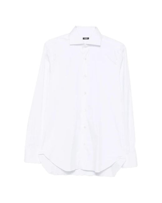 Barba Napoli White Spread-Collar Long-Sleeve Shirt for men