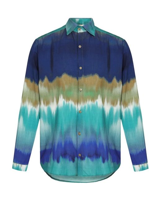 Amir Slama Blue Tie Dye-Print Button-Up Shirt for men
