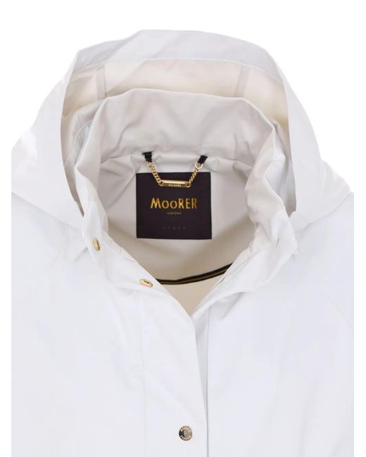 Moorer White Button Removable Hood Coat