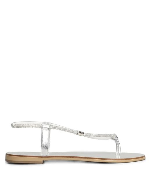 NICOLAS LAINAS White Crystal-Embellished Metallic Sandals