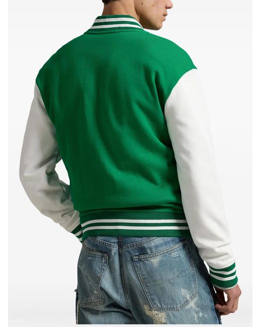 Polo Ralph Lauren Green Fleece Baseball Jacket for men
