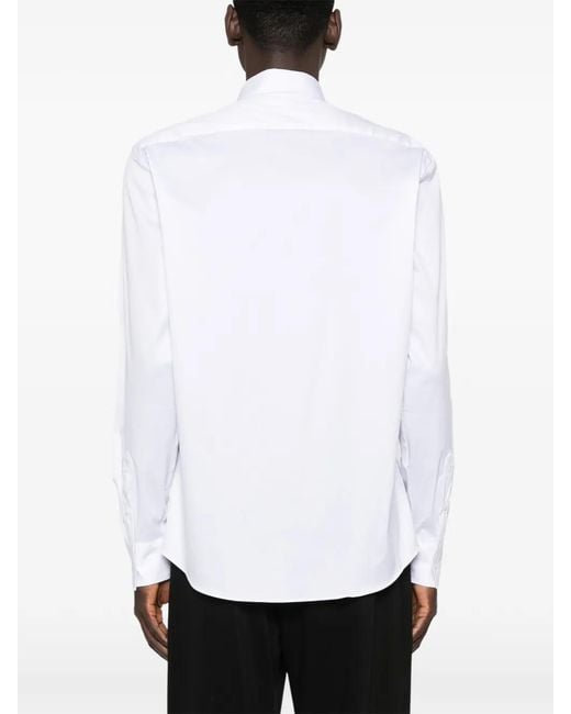 Karl Lagerfeld White Logo-Embroidered Shirt for men
