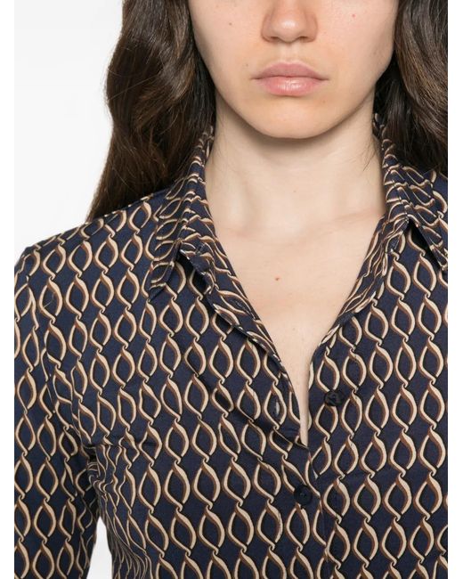 Siyu Gray Geometric-Print Long-Sleeve Shirt
