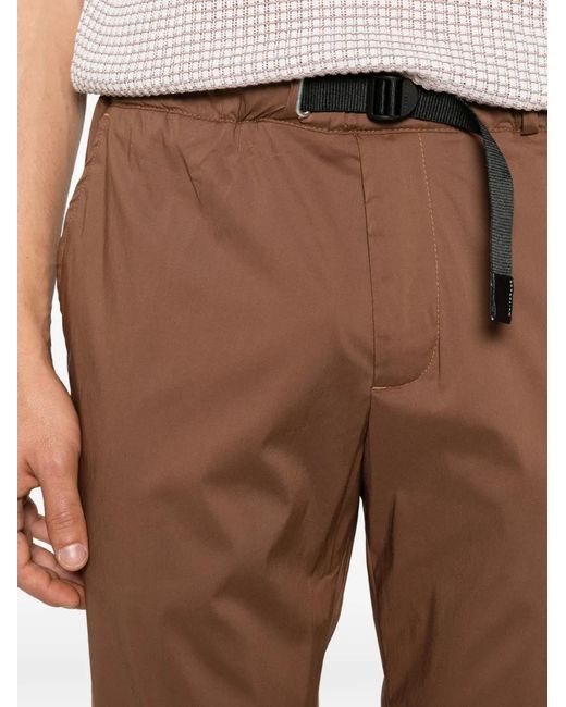 White Sand Brown Belted Trousers for men