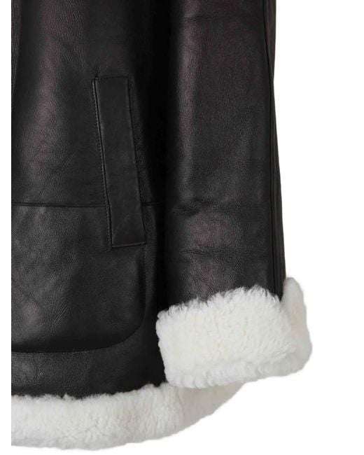 Altuzarra Black Shearling-Trim Leather Coat