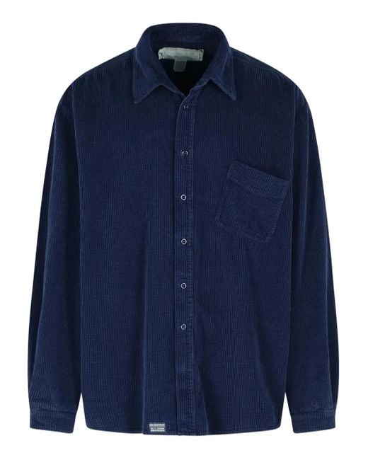ERL Blue Corduroy Patch-Pocket Shirt for men