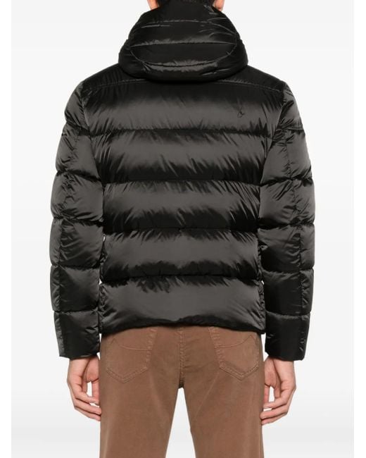 Moorer Black Hooded Quilted Jacket for men