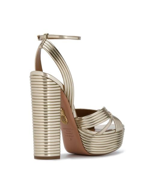 aquazzura gold platform sandals