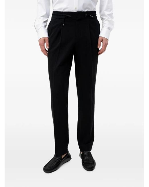 HUGO Black Drawstring Pleated Trousers for men