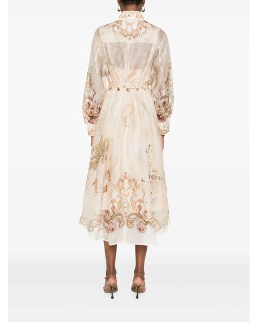 Floral-print buttoned midi dress Zimmermann de color Natural