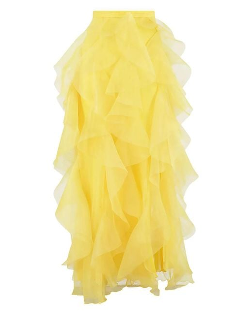 ERMANNO FIRENZE Yellow Ruffled Maxi Skirt