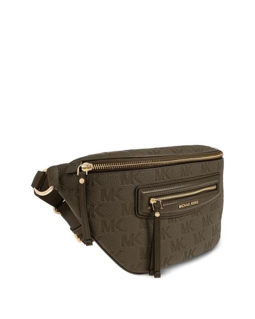 MICHAEL Michael Kors Brown Jet Set Travel Logo-Embossed Leather Belt Bag