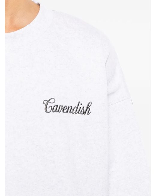 CAVENDISH® White Logo-Embroidered Sweatshirt for men