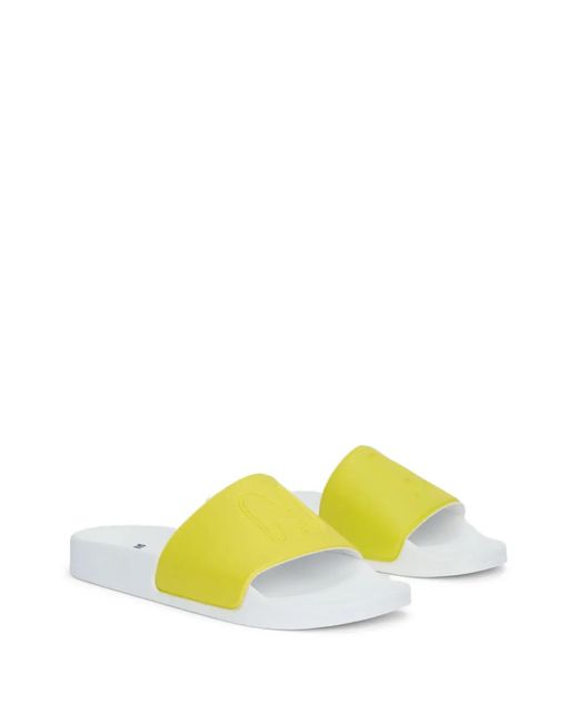MSGM Yellow Embossed-Detail Slides for men