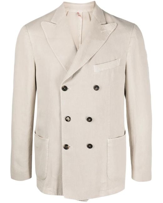 Dell'Oglio Natural Peak-Lapels Double-Breasted Blazer for men