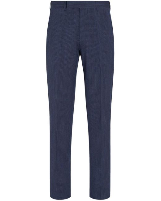 Zegna Blue High-waist Slim-fit Trousers for men