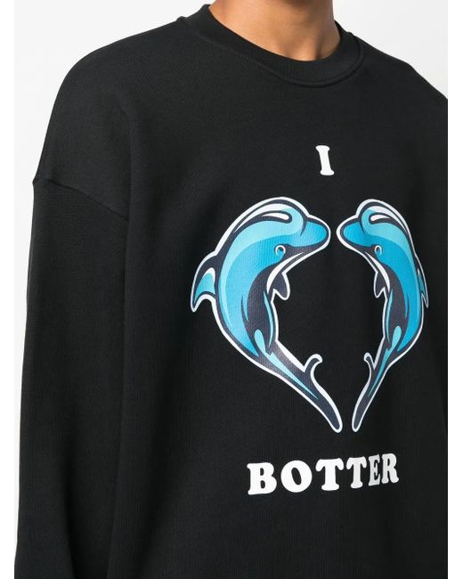 BOTTER Black Graphic-Print Crew Neck Sweatshirt for men