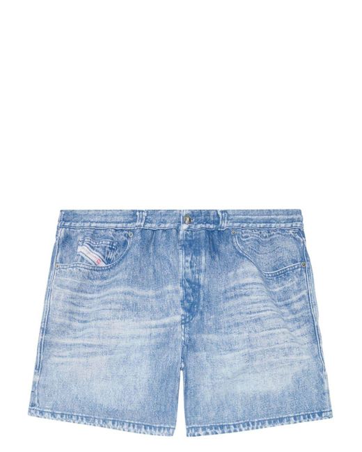 DIESEL Blue Bmbx-ken-37 Denim-print Swim Shorts for men