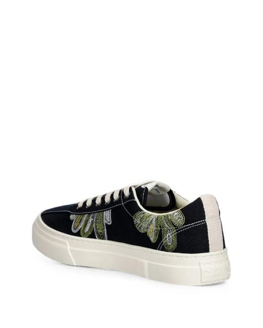 Stepney Workers Club White Dellow Embroidered Canvas Sneakers for men