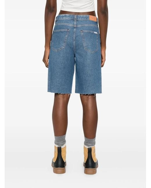 Marc O' Polo Blue Frayed-Hem Denim Shorts