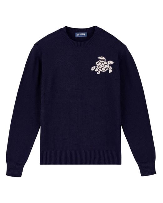 Vilebrequin Blue Embroidered-Logo Sweater for men