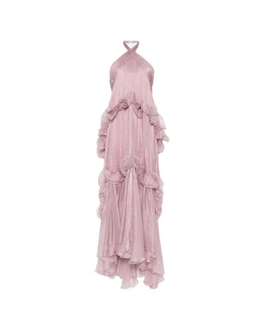 Maria Lucia Hohan Pink Zadie Ruffled Maxi Dress