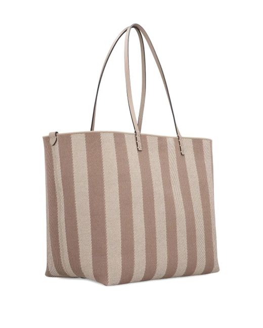 Fendi Natural Large Roll Striped Tote Bag
