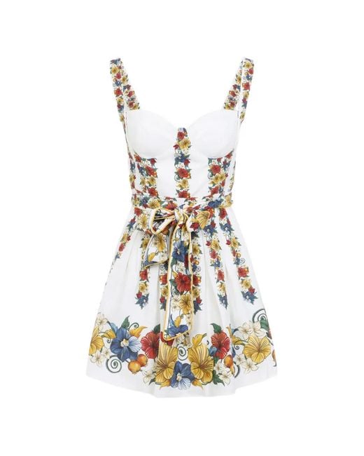 Farm Rio White Floral-Print Mini Dress