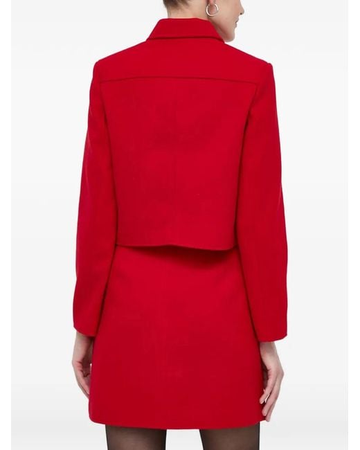 Morgan Red Zip-Up Cropped Jacket