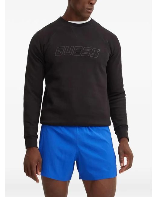 Guess Blue Logo-Print Raglan-Sleeve Sweatshirt for men